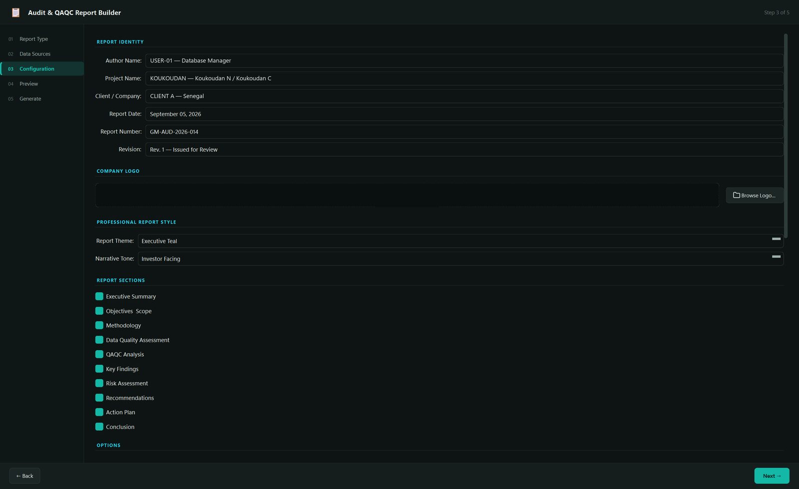 Audit Report Builder